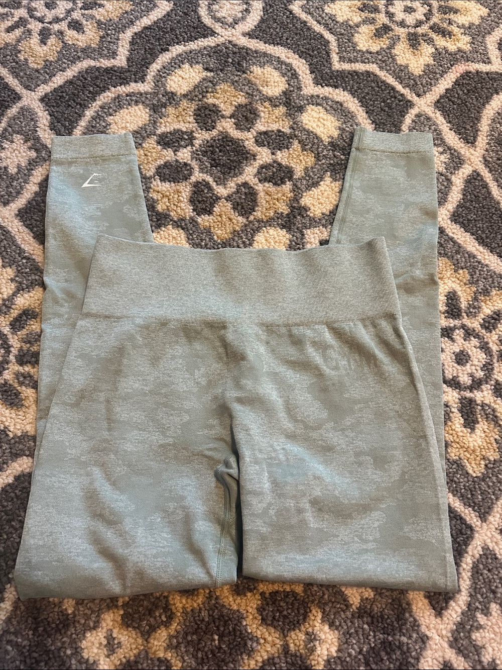 Gymshark Sage Green Camo Seamless High-Rise Leggings